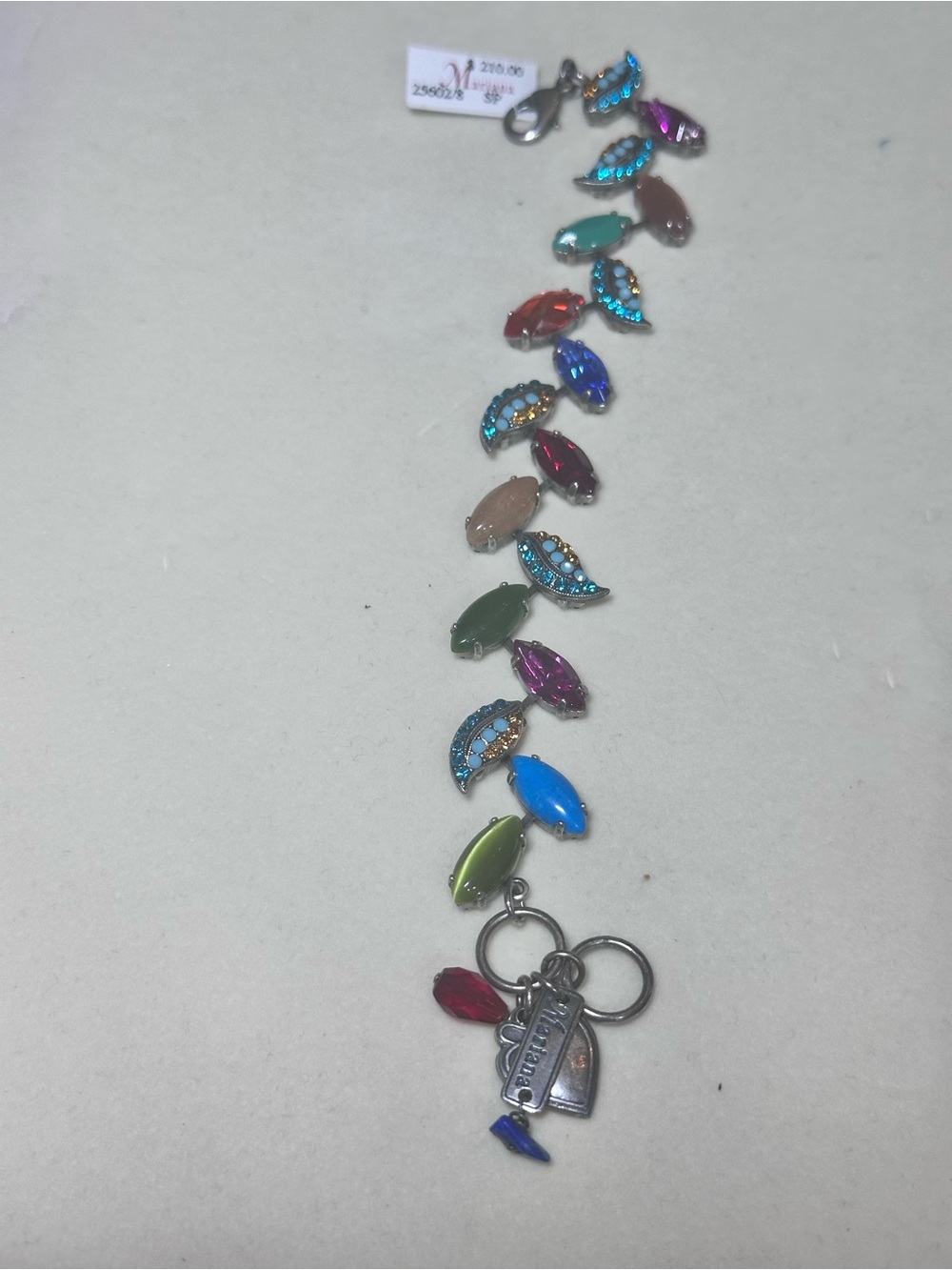 Mariana Multicolor Leaf Crystal Bracelet - Blue Green Pink Red Purple Tan